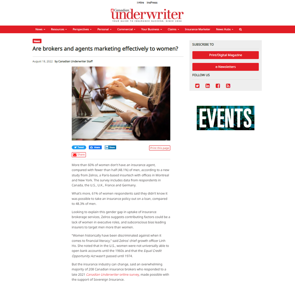 A screenshot of the article "Are brokers and agents marketing effectively to women?"